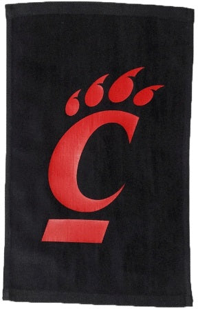 University of Cincinnati Bearcats Black Rally Towel Red Vinyl Logo 11" x 18" Football Tailgate