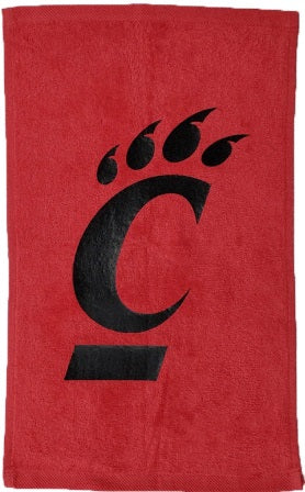 University of Cincinnati Bearcats Red Rally Towel Black Vinyl Logo 11" x 18" Football Tailgate