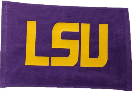 LSU Tigers Louisiana State University Purple Rally Towel Yellow Vinyl Logo 11" x 18" 100% Cotton