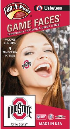 Ohio State Buckeyes – Waterless Peel & Stick Temporary Spirit Tattoos – 4-Piece – Scarlet/Black/White O Logo