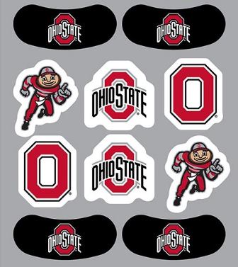 Ohio State Buckeyes OSU – Waterless Peel & Stick Temporary Tattoos – 10-Piece Combo – 6 Spirit Tattoos & 4 Eye Strips