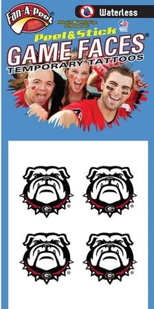 Georgia Bulldogs – Waterless Temporary Spirit Tattoos – 4-Piece – No Hat