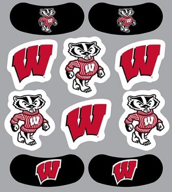 Wisconsin Badgers – Waterless Peel & Stick Temporary Tattoos – 10-Piece Combo – 6 Spirit Tattoos & 4 Eye Strips
