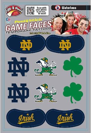 Notre Dame – Waterless Peel & Stick Temporary Tattoos – 10-Piece Combo – 6 Spirit Tattoos & 4 Eye Strip