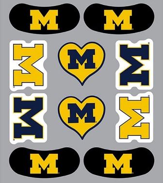 University of Michigan Wolverines Peel & Stick Temporary Tattoos – 10-Piece Combo -6 Spirit Tattoos & 4 Eye Strips c