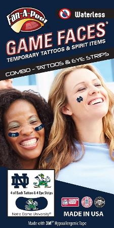 Notre Dame Fighting Irish – Waterless Peel & Stick Temporary Tattoos – 12-Piece Combo Blue Approximately 1 Inch each