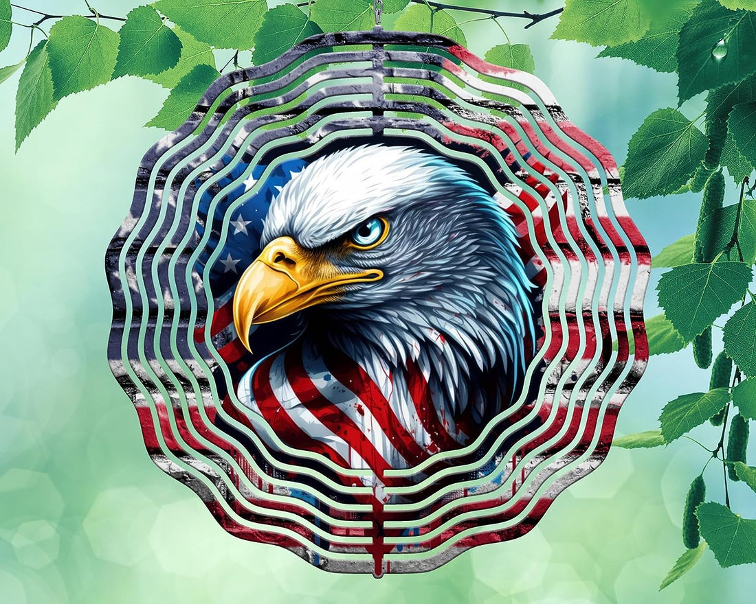minum Subli10 Inch Eagle Head American USA Flag Hanging Wind Spinner Yard Decor Alumated Garden Art Indoor Outdoor 3D Kinetic 10RSW-010