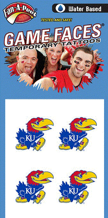 Kansas Jay Hawks– Water Based Temporary Spirit Tattoos – 4-Piece – Jay
