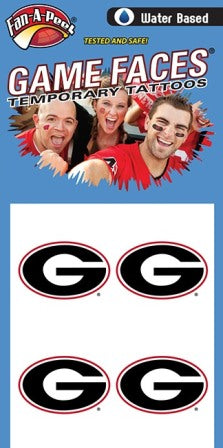 Georgia Bulldogs – Water Based Temporary Spirit Tattoos – 4-Piece – Red/White/Black G Oval