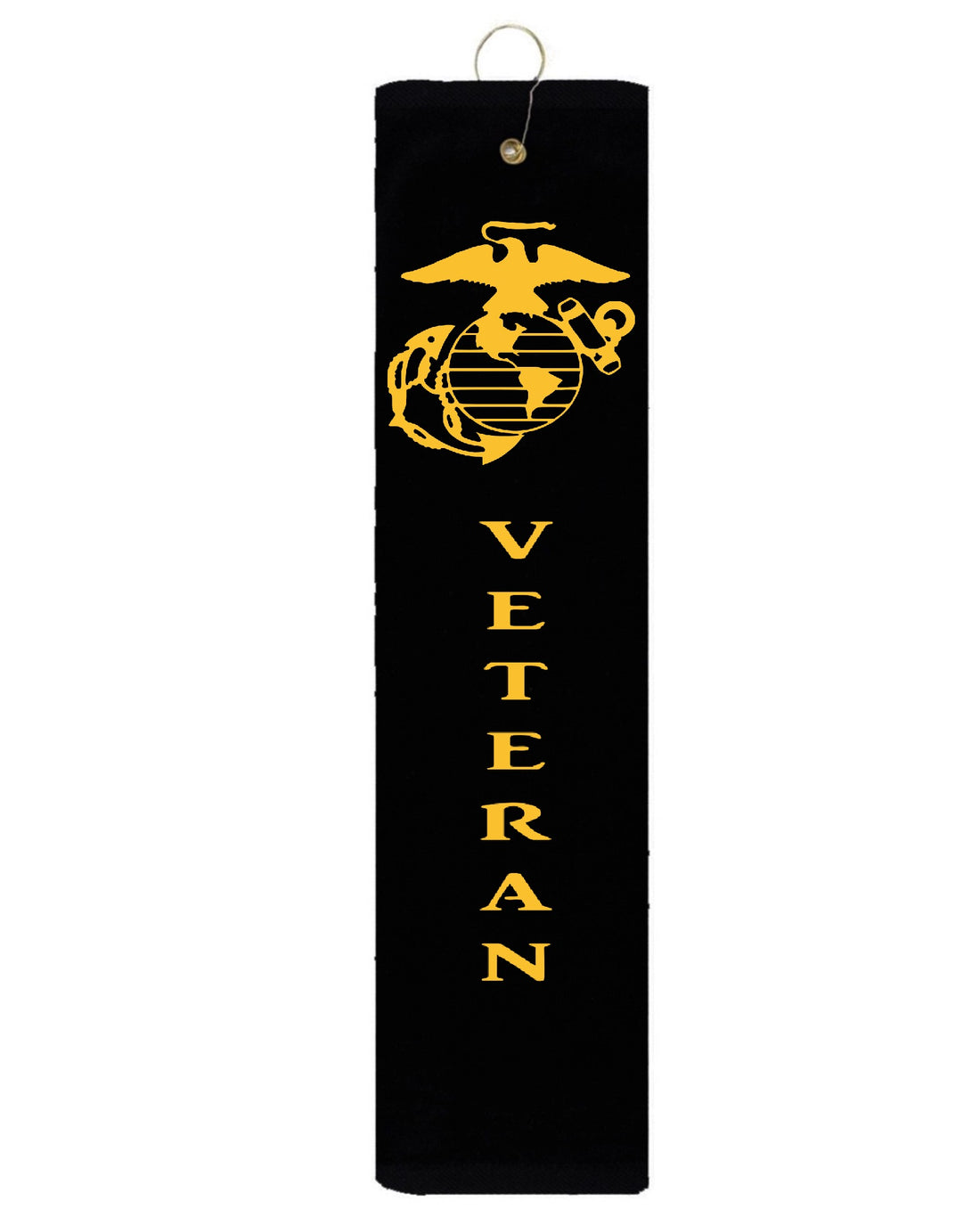 Marine Corps EGA USMC Veteran Military Tri-fold Golf Towel with Grommet & Hook 16" x 26" Black Yellow