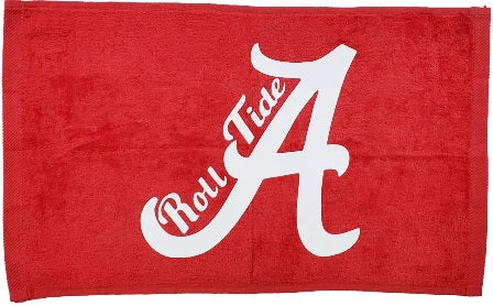 University of Alabama Crimson Roll Tide Red Rally Towel White Vinyl Logo 11" x 18" 100% Cotton