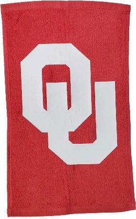 University of Oklahoma Sooners Red Rally Towel White Vinyl Logo 11" x 18" 100% Cotton