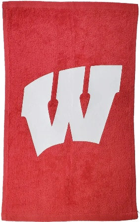 University of Wisconsin Badgers Red Rally Towel White Vinyl Logo 11" x 18" 100% Cotton