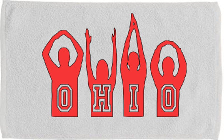 O-H-I-O THE Ohio State University OSU Buckeyes Brutus Gray Rally Towel Scarlet Vinyl Logo 11" x 18"
