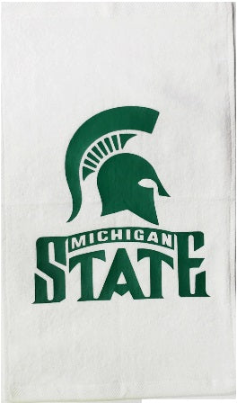 Michigan State University MSU Spartans White Rally Towel Green Vinyl Logo 11" x 18" 100% Cotton