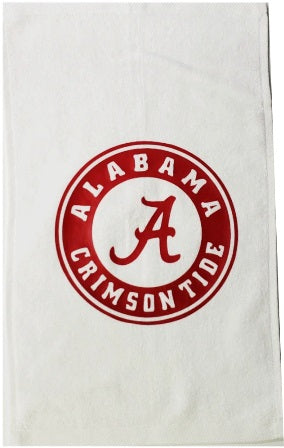 University of Alabama Crimson Roll Tide White Rally Towel Red Vinyl Logo 11" x 18" 100% Cotton