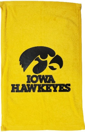 University of Iowa Hawkeyes Gold Rally Towel Black Vinyl Logo 11" x 18" 100% Cotton