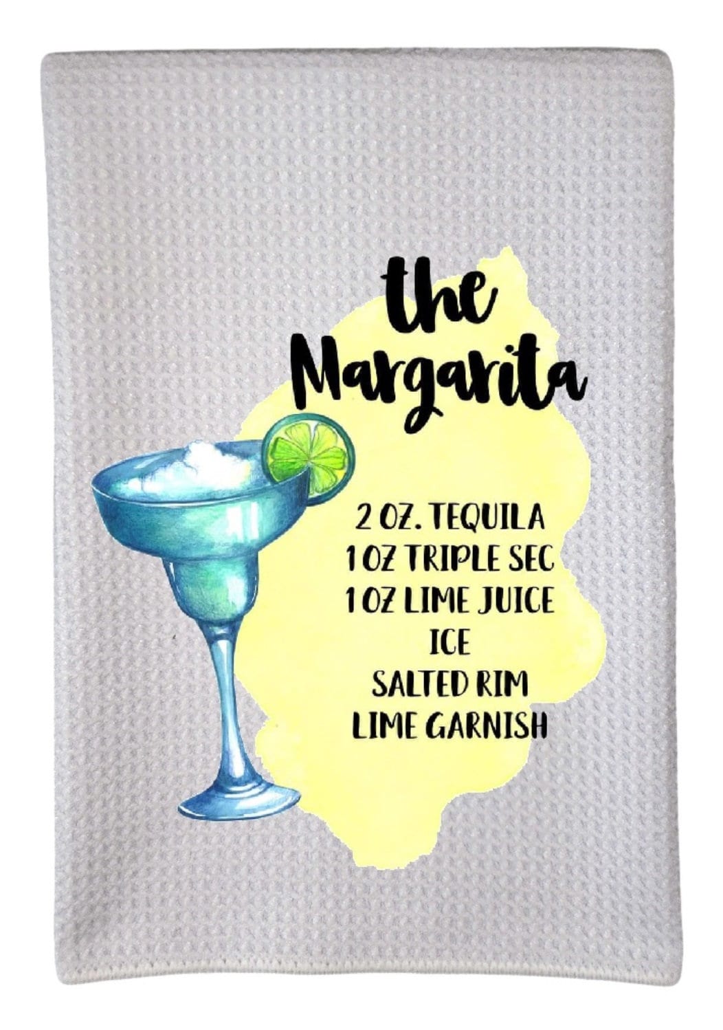 Margarita Recipe Alcohol Drinks 16"x24" Sublimation White Waffle Towel Trifolded 100% Polyester Highly Absorbent Kitchen Dish Towel wwt006