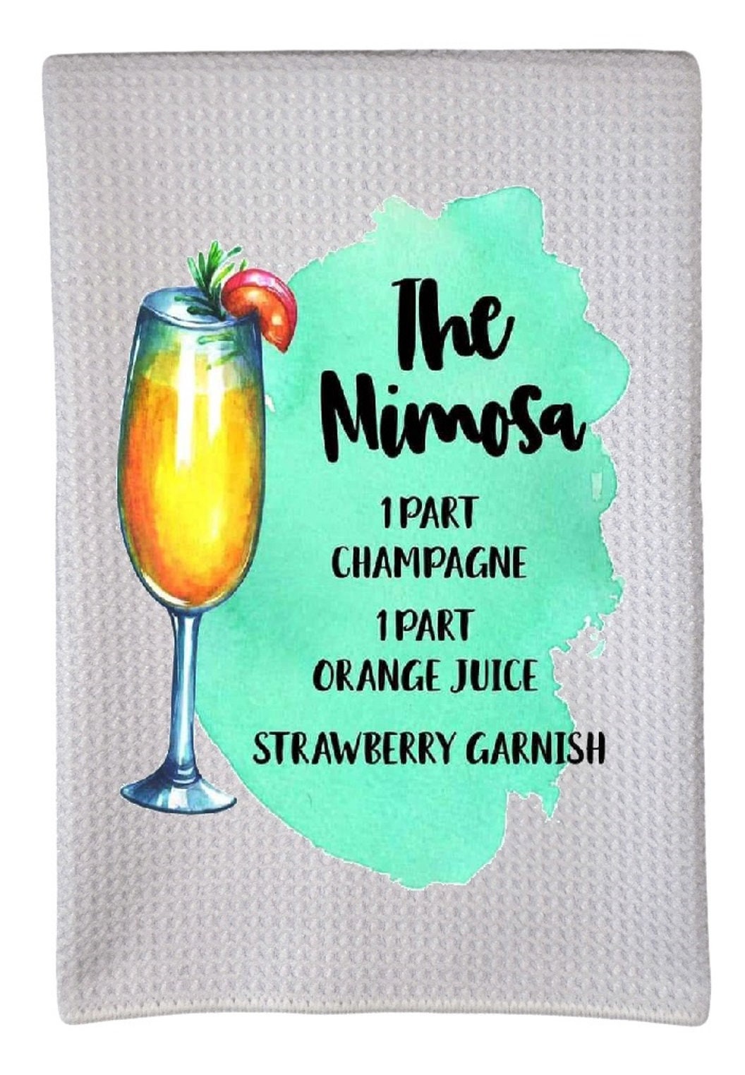 Mimosa Recipe Alcohol Drinks 16"x24" Sublimation White Waffle Towel Trifolded 100% Polyester Highly Absorbent Kitchen Dish Towel wwt007