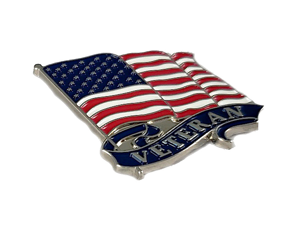 Deluxe Silver Veteran USA flag hat lapel pin Veteran's Day Military LPH7324SLV