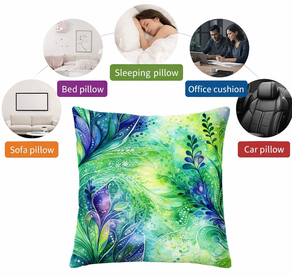 Set of 2 - Throw Pillows (with Inserts) Colorful Flower Design 18"x18" DZ319