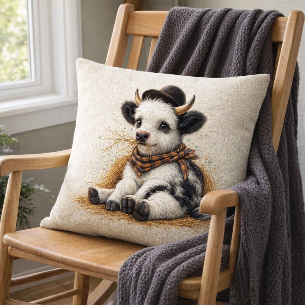 Set of 2 - Throw Pillows (with Inserts) Highland Cow 18" x 18" Home Decor DZ001