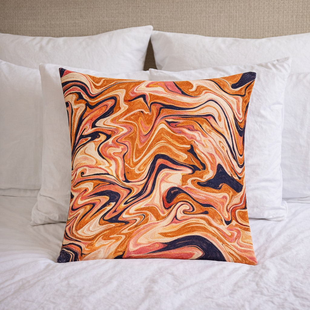 Set of 2 - Throw Pillows (with Inserts) Pinks and Golds Abstract 18"x18" DZ315