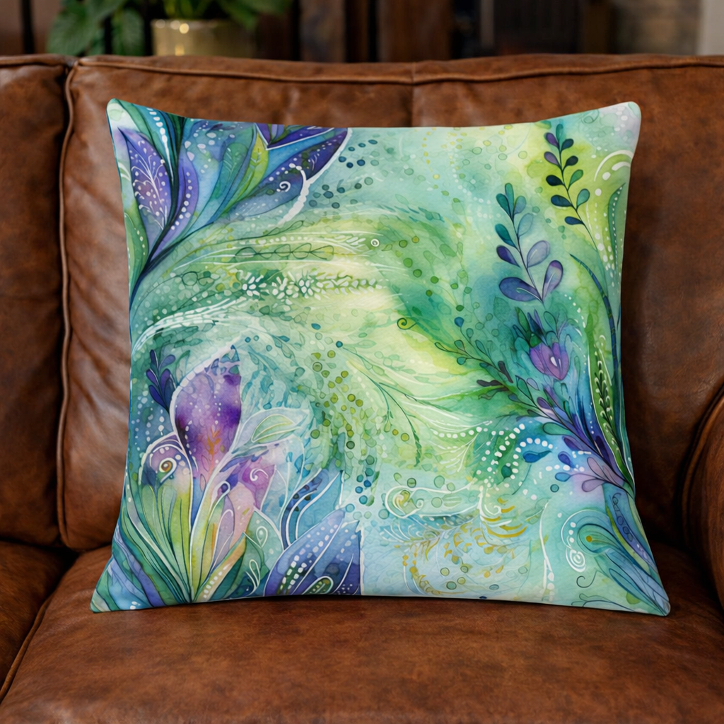 Set of 2 - Throw Pillows (with Inserts) Colorful Flower Design 18"x18" DZ319