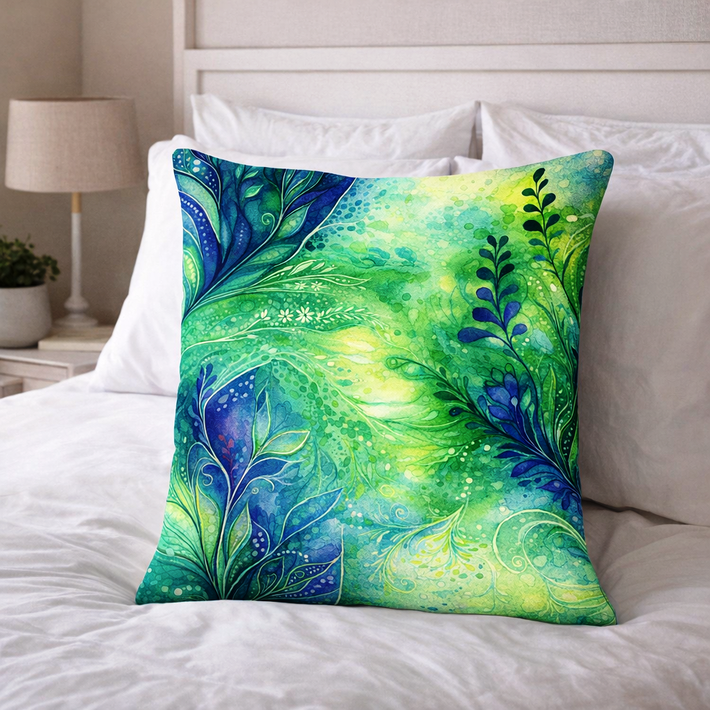 Set of 2 - Throw Pillows (with Inserts) Colorful Flower Design 18"x18" DZ319