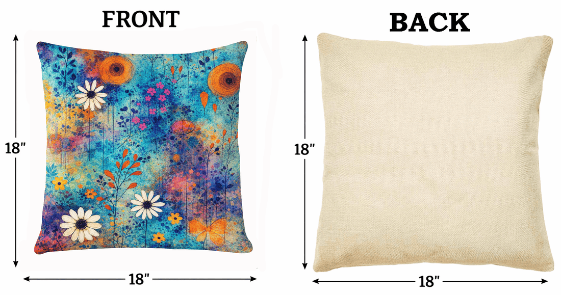 (2) Throw Pillows with Insert Bright Garden Flowers Art Design Gift 18x18 DZ328
