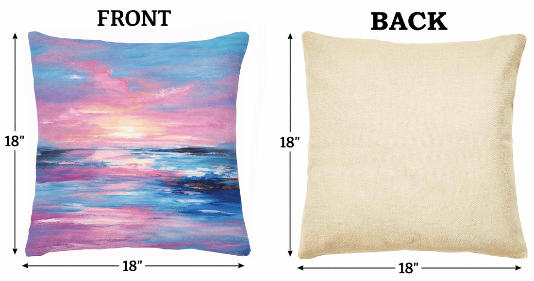 (2) Throw Pillows with Insert Blue Pink Abstract Ocean Art Deco Gift 18x18 DZ333