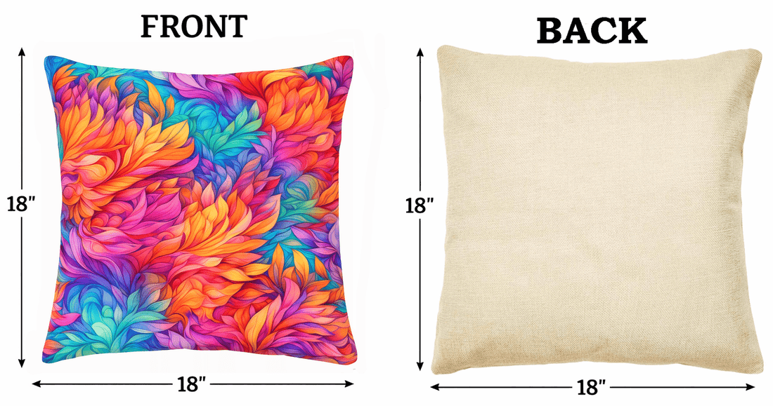 (2) Throw Pillows with Insert Colorful Bright Flowers Abstract Gift 18x18 DZ337
