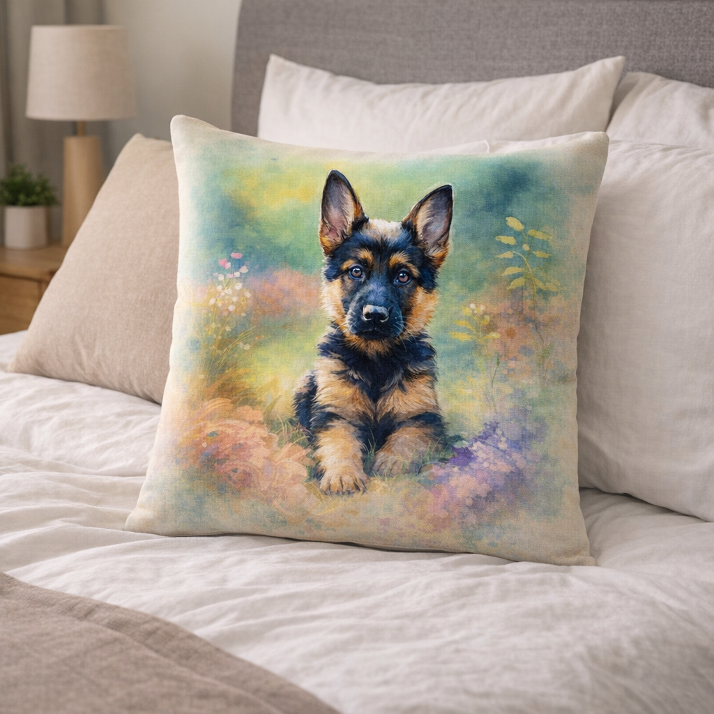 (2) Throw Pillows with Insert German Shepherd Puppy Abstract Gift 18x18 DZ339