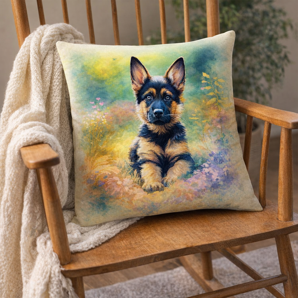 (2) Throw Pillows with Insert German Shepherd Puppy Abstract Gift 18x18 DZ339