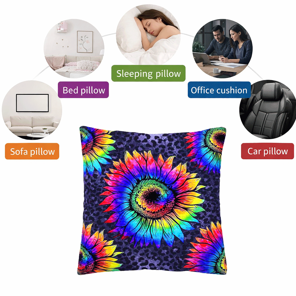 (2) Throw Pillows with Insert Tie Dye Sunflower Spot Abstract Gift 18x18 DZ340