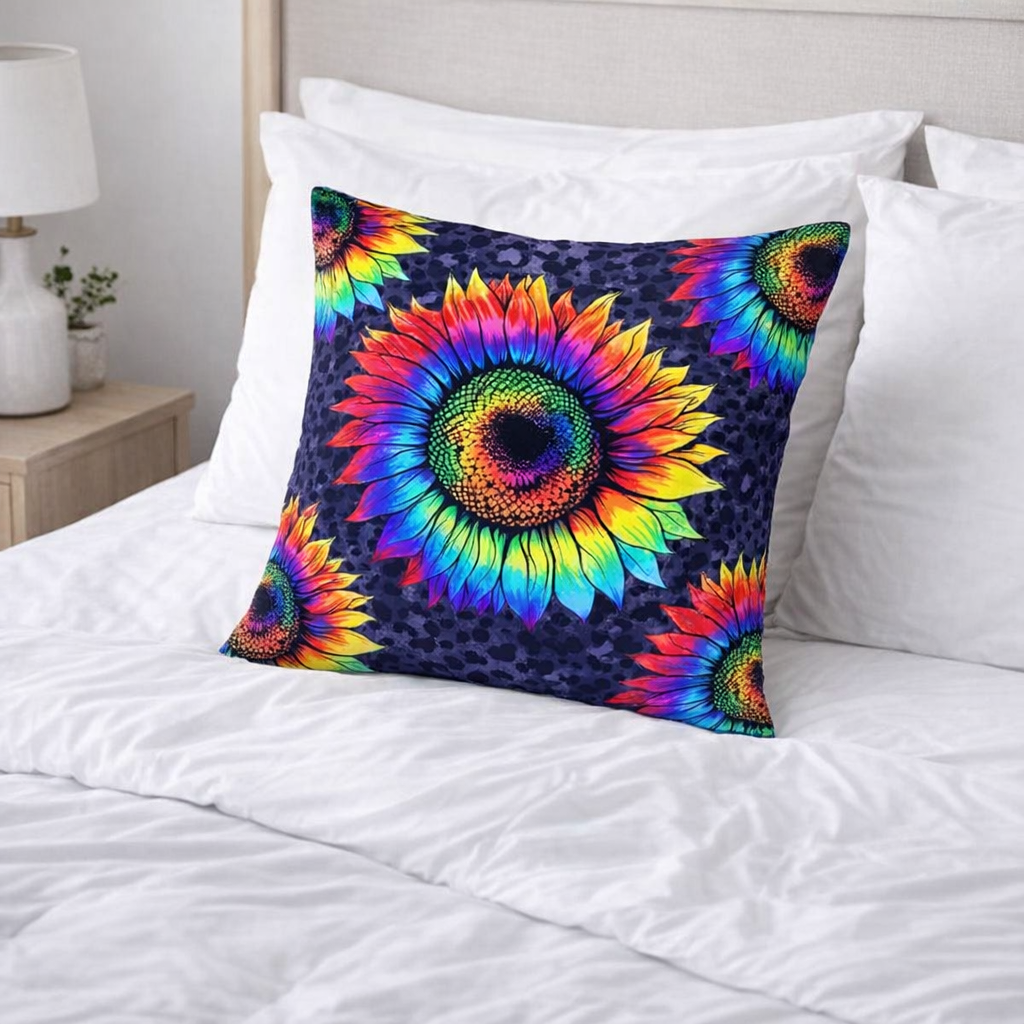 (2) Throw Pillows with Insert Tie Dye Sunflower Spot Abstract Gift 18x18 DZ340