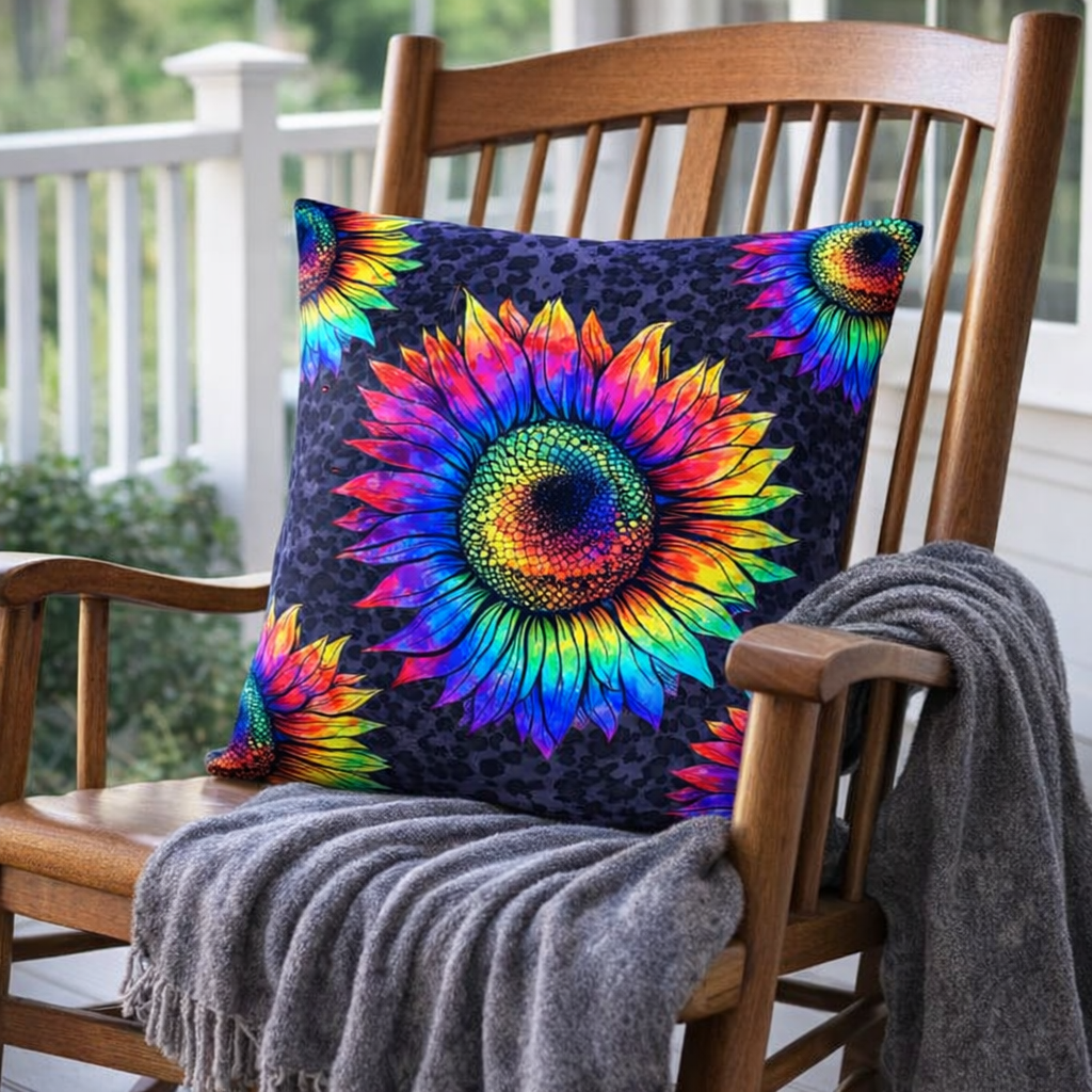 (2) Throw Pillows with Insert Tie Dye Sunflower Spot Abstract Gift 18x18 DZ340