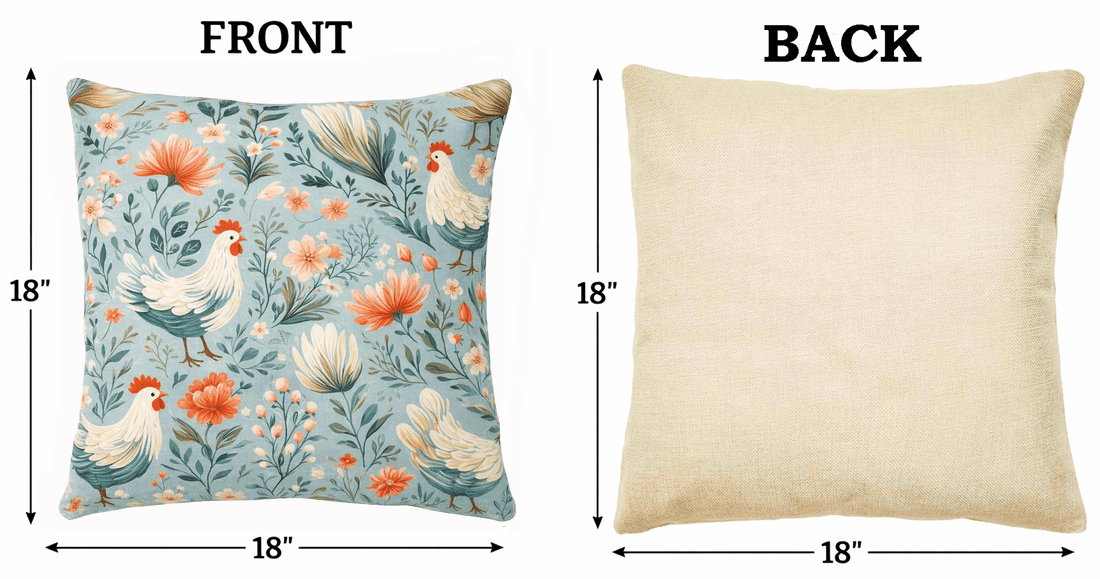 (2) Throw Pillows with Insert Chicken Hen Rooster Farm Abstract Gift 18x18 DZ341