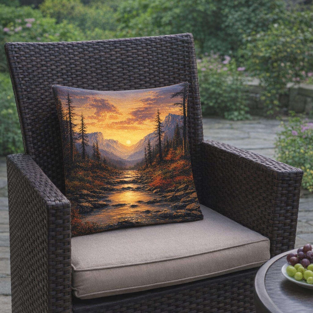 Set of 2 Throw Pillows (with Inserts) Woods Creek Mountains Stream 18"x18" DZ344
