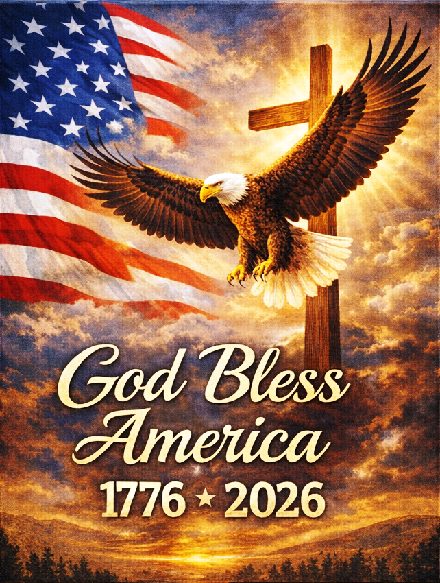 250th Anniversary God Bless America 1776 - 2026 USA Garden Flag sgf526 Double Sided Deluxe Garden Flag 3ply 600 Denier 110 Knitted Polyester SGF526