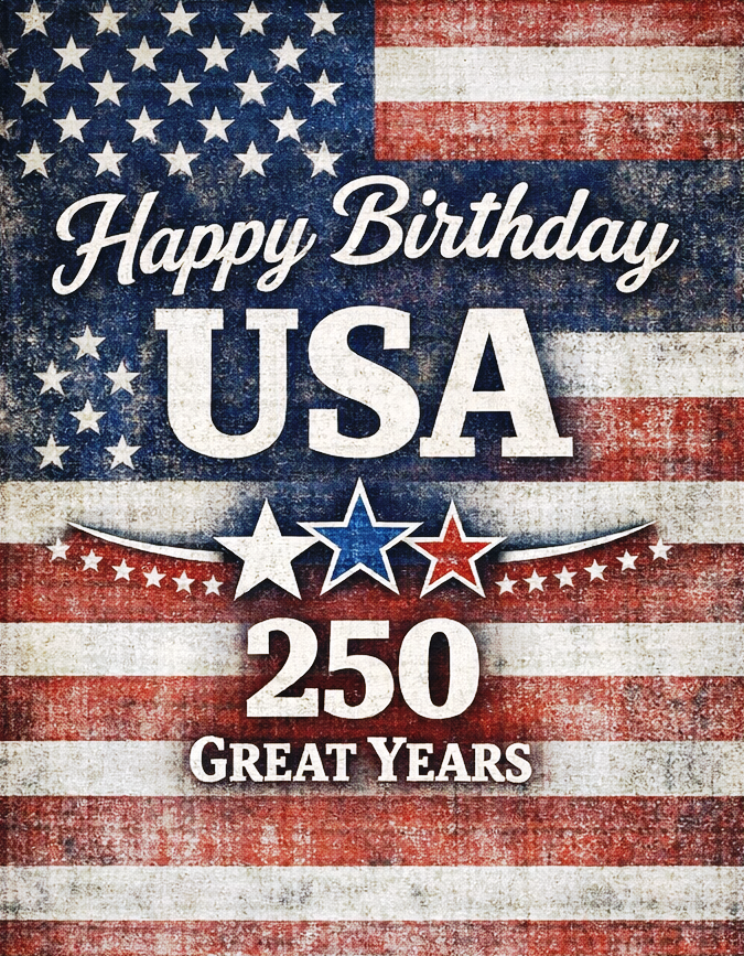 250th Anniversary Happy Birthday USA America Garden Flag sgf527 Double Sided Deluxe Flag 3ply 600 Denier 110 Knitted Polyester SGF527