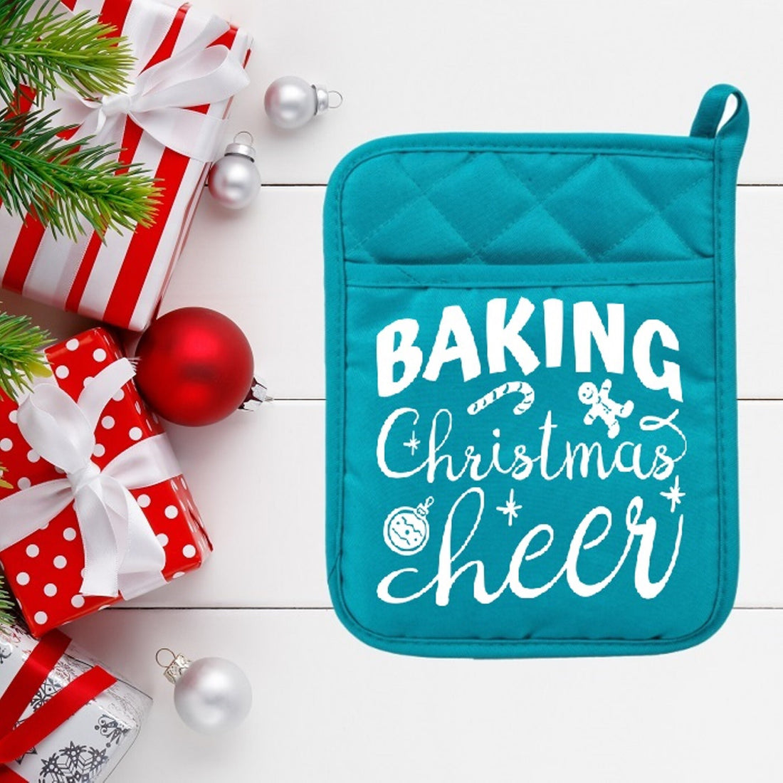 Baking Christmas Cheer - Pot Holder - Oven Mitt - Hot Pad - Polyester & Neoprene - Christmas - Teacher - Mother's Day