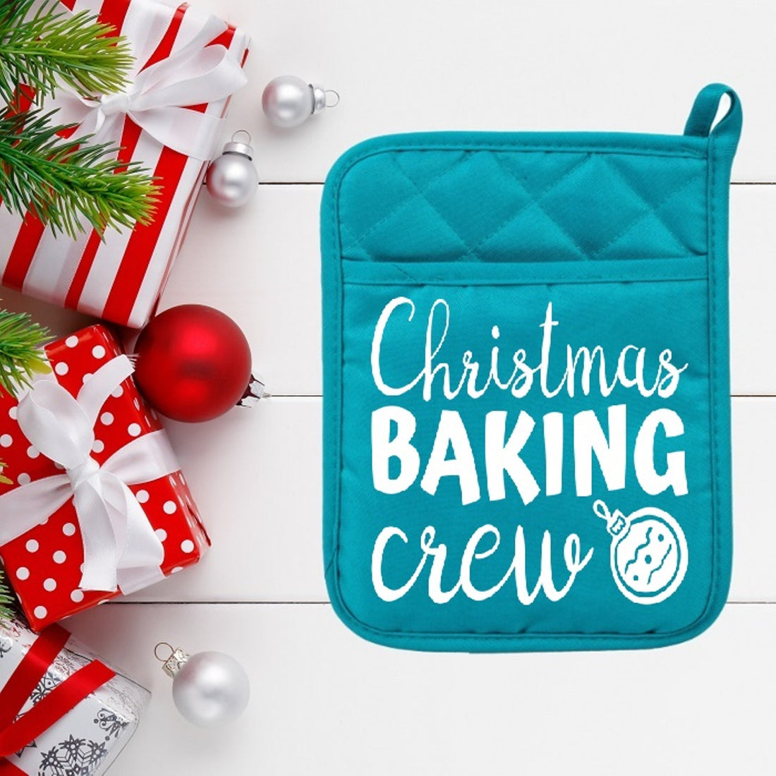 Christmas Baking Crew - Pot Holder - Oven Mitt - Hot Pad - Polyester & Neoprene - Christmas - Teacher Gift - Mother's Day - FREE SHIPPING