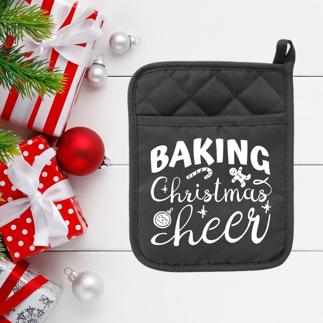 Baking Christmas Cheer - Pot Holder - Oven Mitt - Hot Pad - Polyester & Neoprene - Christmas - Teacher - Mother's Day