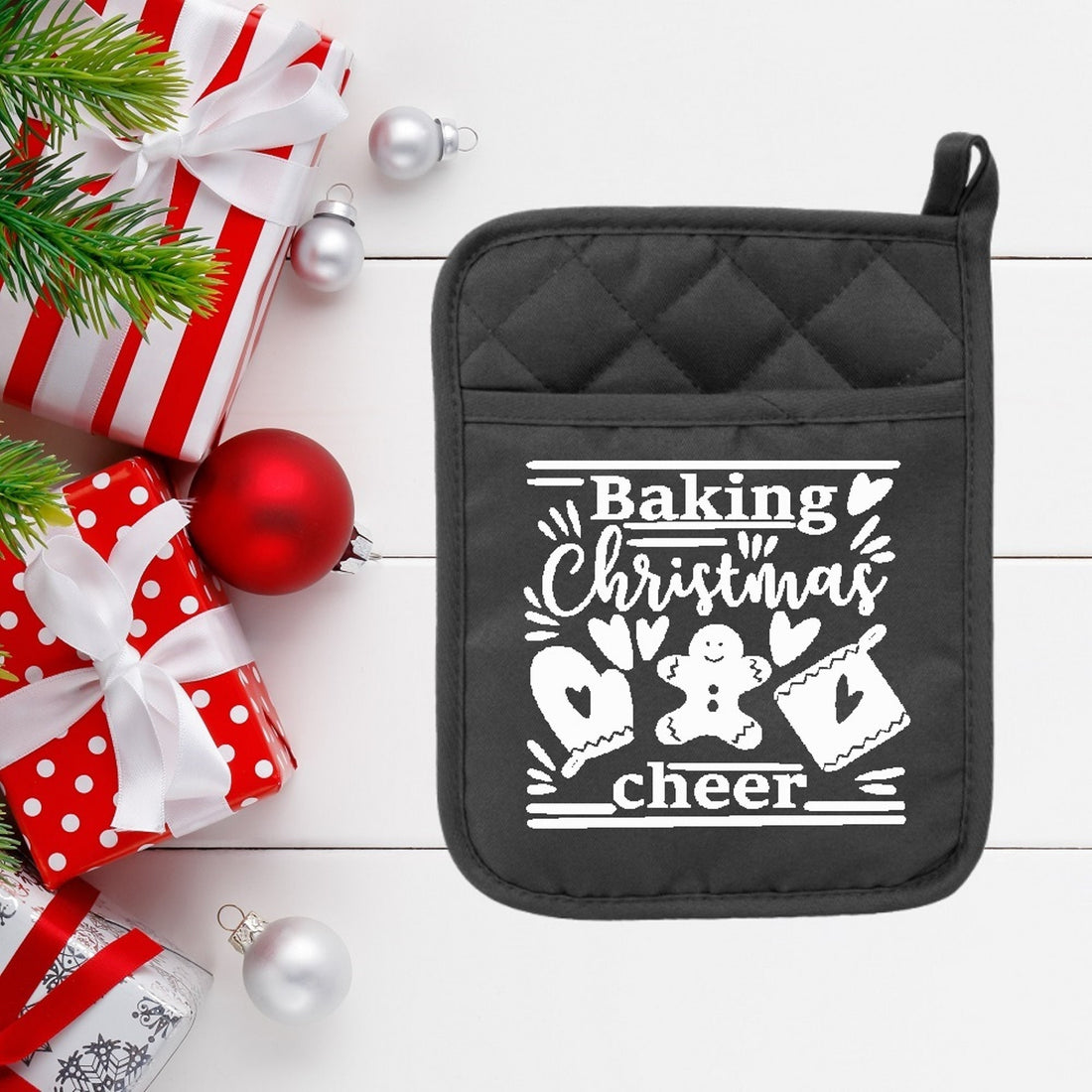 Baking Christmas Cheer - Pot Holder - Oven Mitt - Hot Pad - Polyester & Neoprene - Christmas - Teacher Gift - Mother's Day - FREE SHIPPING