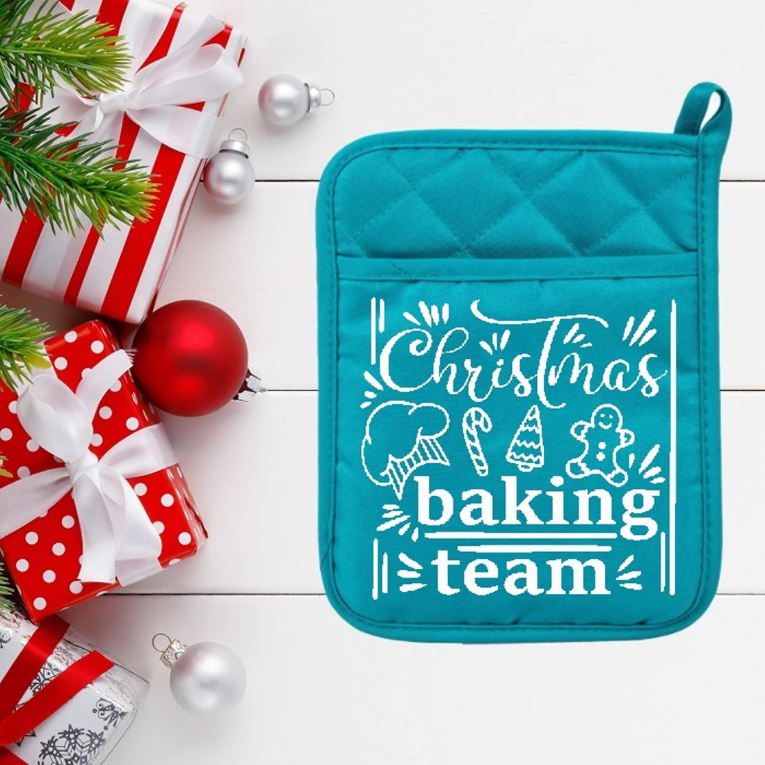 Christmas Baking Team - Pot Holder - Oven Mitt - Hot Pad - Polyester & Neoprene - Christmas - Teacher Gift - Mother's Day - FREE SHIPPING