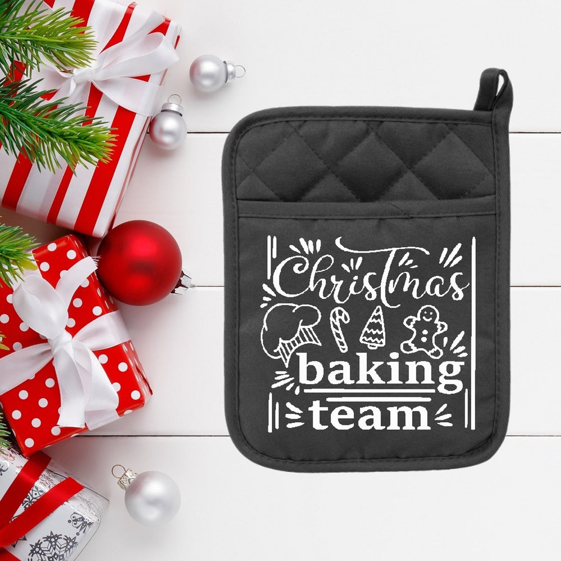 Christmas Baking Team - Pot Holder - Oven Mitt - Hot Pad - Polyester & Neoprene - Christmas - Teacher Gift - Mother's Day - FREE SHIPPING