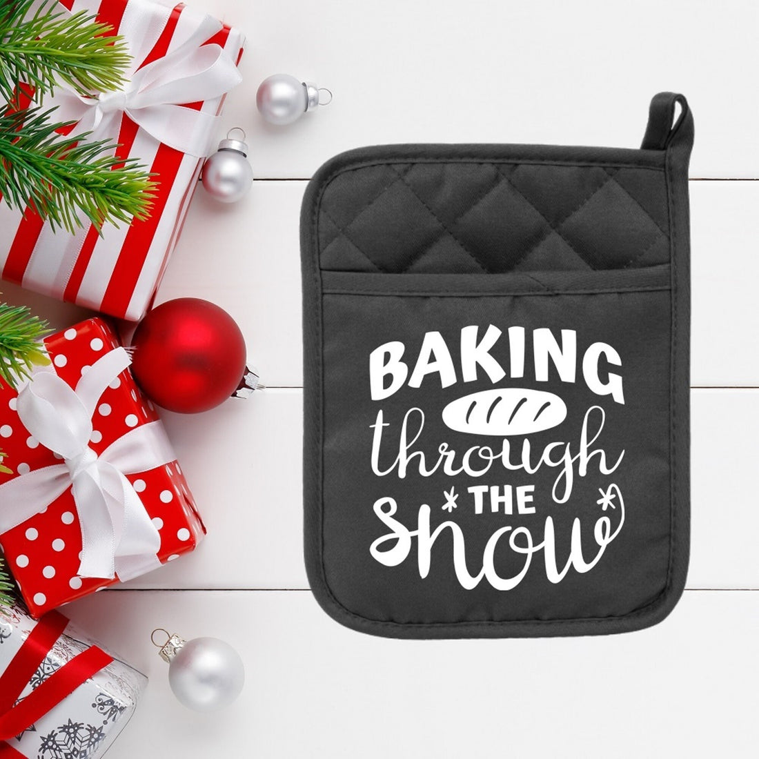Baking Through The Snow - Pot Holder - Oven Mitt - Hot Pad - Polyester & Neoprene - Christmas - Teacher Gift - Mother's Day - FREE SHIPPING