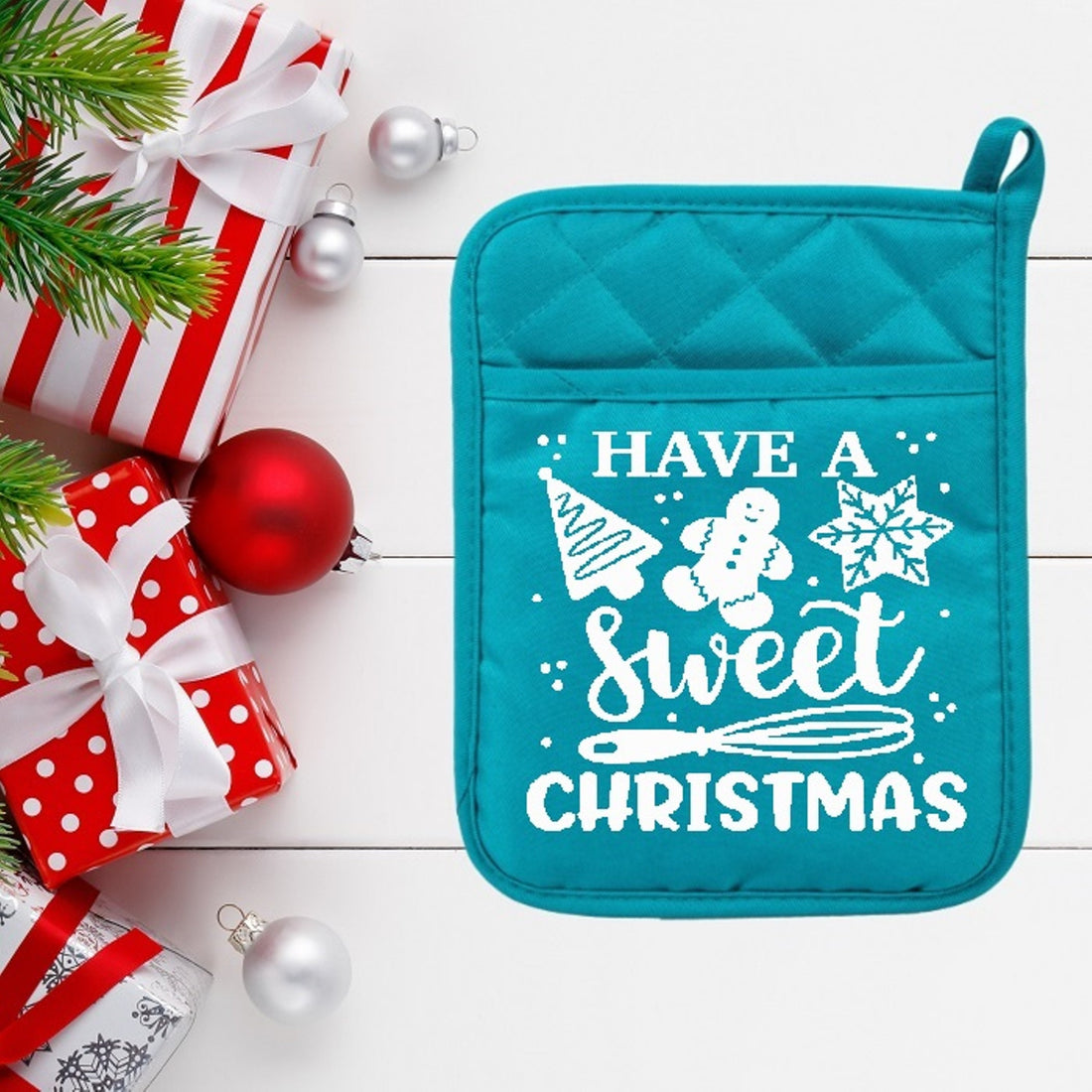 Have A Sweet Christmas - Pot Holder - Oven Mitt - Hot Pad - Polyester & Neoprene - Christmas - Teacher Gift - Mother's Day - FREE SHIPPING