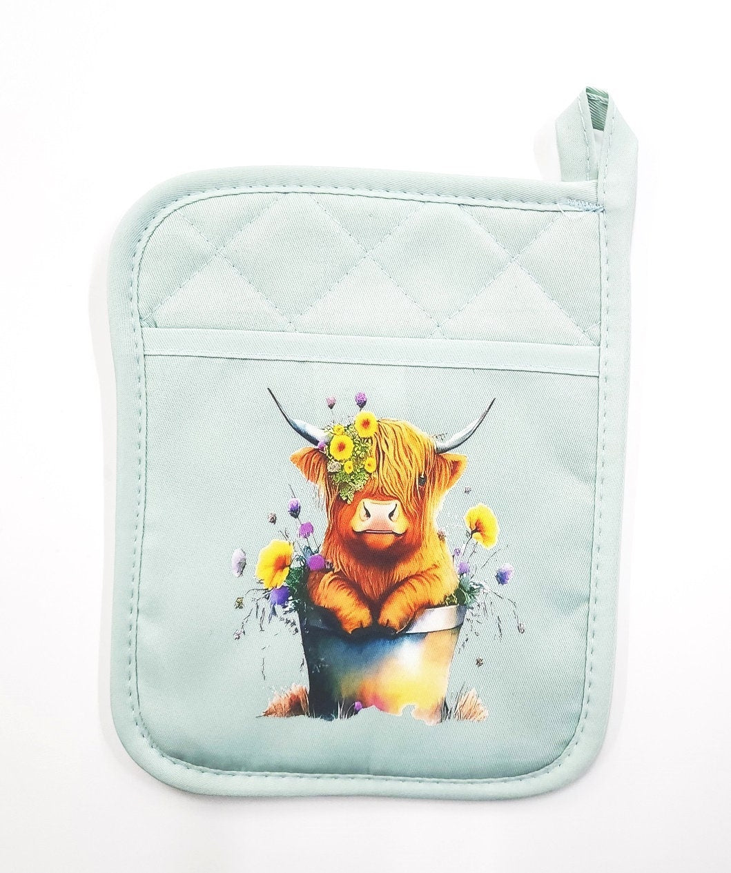 Highland Cow Neoprene Pot Holder - Oven Mitt - Hot Pad - Baking - Kitchen Decor - Gift - Camping - Teacher Gift - Mother's Day Gift